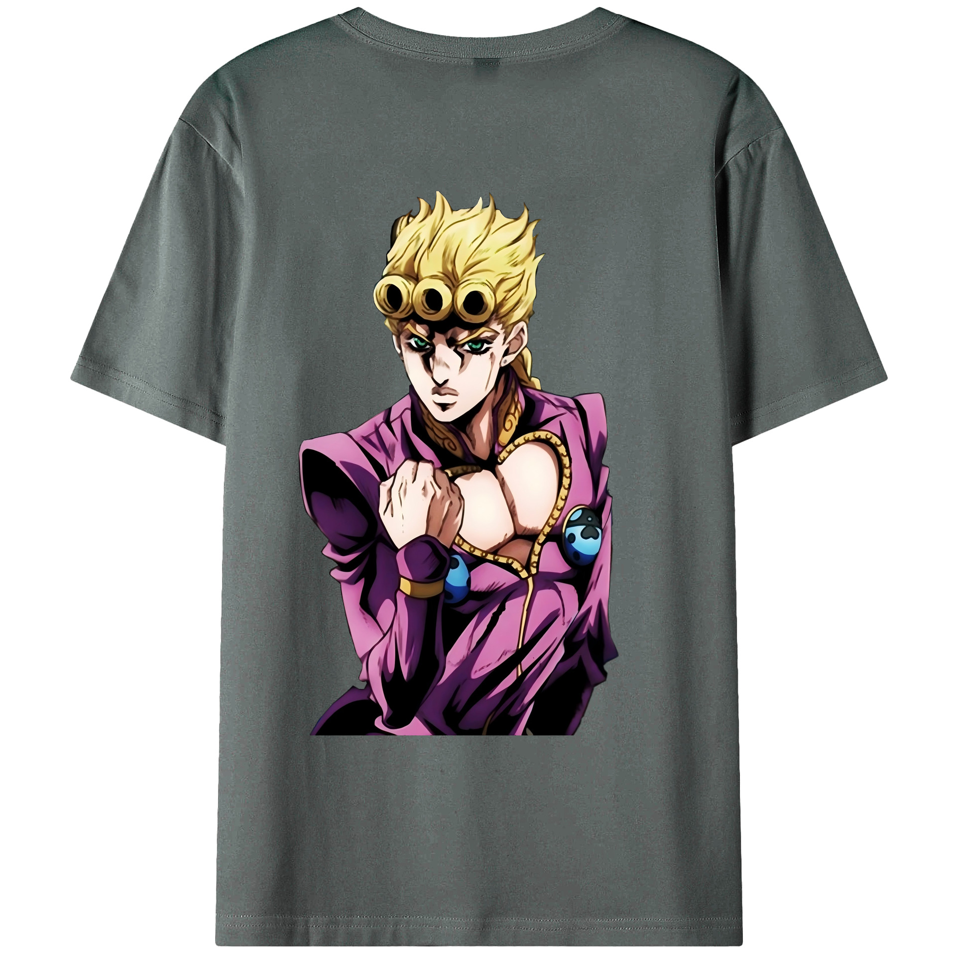 （画像用） ジョジョの奇妙な冒険 ジョルノ?ジョバァーナ JoJo's Bizarre Adventure Giorno Giovanna 綿100％ メンズ半袖Tシャツ（バックプリント） 通気性
